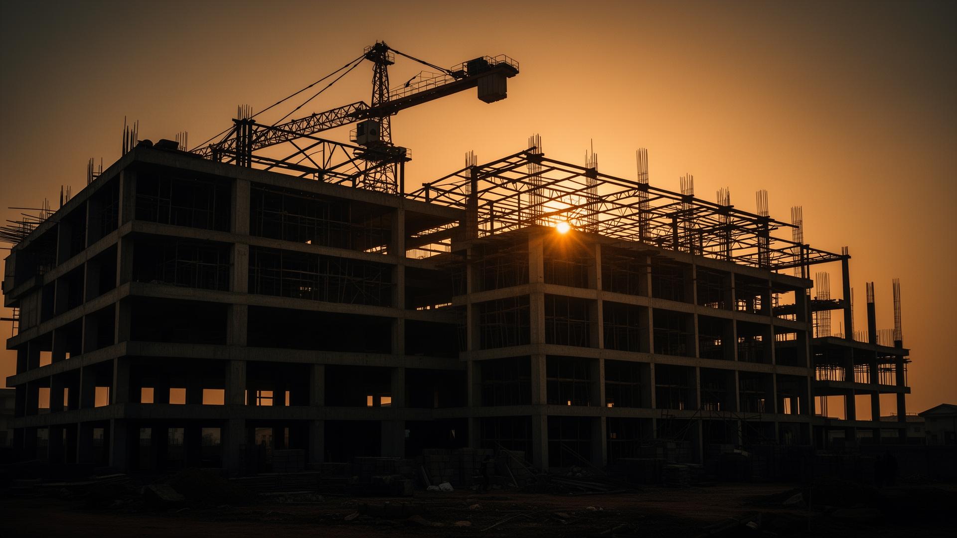 Construction site at sunset by Edifix 360 Designs